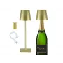Beper P201UTP116 candeeiro de mesa LED recarregável, 1,5 W, interruptor tátil, regulável, adaptador para garrafa de 33 mm, resistente à água, dourado