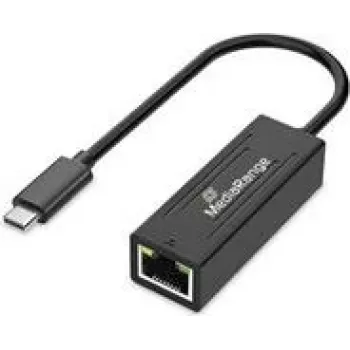 Adaptador USB Type-C para RJ45 Ethernet MediaRange MRCS237, Gigabit 10/100/1000 Mbps, 20 cm, preto