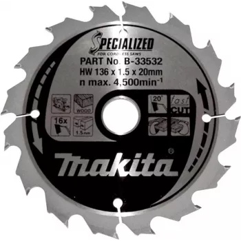 Makita Specialized - Disco de serra - para madeira - 136 mm - 16 dentes (B-33532)