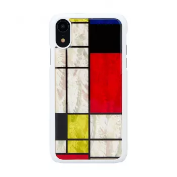 Capa para smartphone iKins para iPhone XR Mondrian branca – capa traseira rígida de proteção