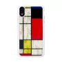 Capa para smartphone iKins para iPhone XR Mondrian branca – capa traseira rígida de proteção