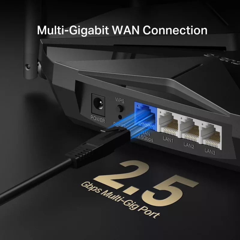 Router de mesa MERCUSYS MR85X AX3000 Dualband‑Wi‑Fi 6, 3000 Mbit/s, 4 antenas, 3 portas Gigabit‑LAN, preto