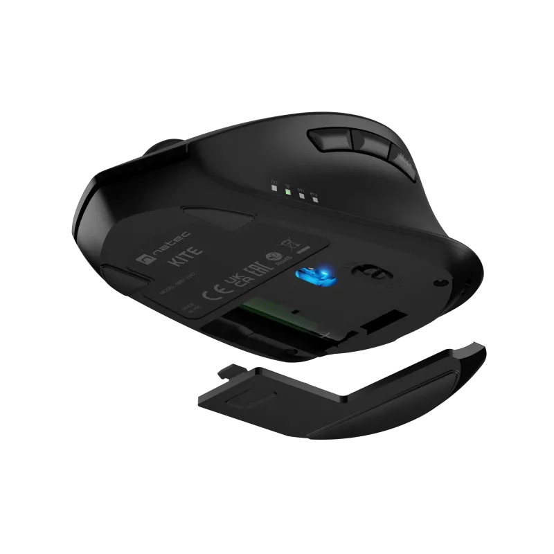 Rato sem fios NATEC KITE NMY-2347, até 4000 DPI, cliques silenciosos, roda de deslocamento inclinável, preto
