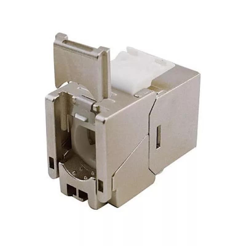Keystone Jack Cat.6A blindado fino, EQUIP 767223, sem ferramentas, RJ-45, plano, prateado, 8 unid.