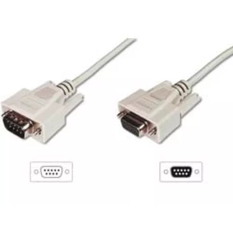 Digitus ASSMANN - Cabo de extensão série - DB-9 (F) para DB-9 (M) - 5 m - moldado, parafusos manuais - bege (AK-610203-050-E)