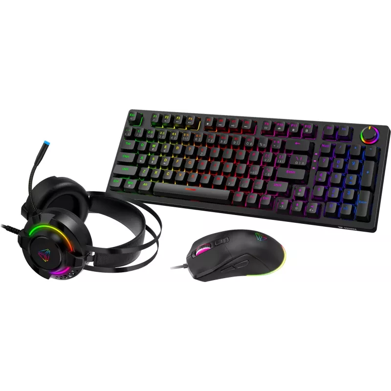 Conjunto gaming Yenkee YGS 03 ECLIPSE 3-em-1 (teclado, rato, headset)