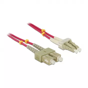 Cabo de fibra ótica DELOCK LC–SC 5 m, multimodo 50 µm, duplex integral, violeta