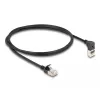 Cabo de rede RJ45 DeLOCK Cat.6A S/FTP fino 90° dobrado para cima 1 m preto