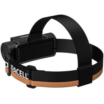 Lanterna de cabeça Duracell DH2000R caixa de oferta – lanterna de cabeça recarregável compacta preta/laranja