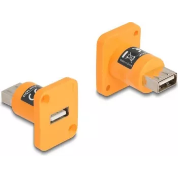 Módulo D-Type DeLOCK USB 2.0 conector fêmea Type-A para conector fêmea laranja