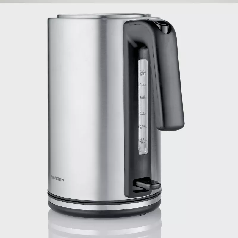 Chaleira elétrica SEVERIN WK 3449 — 1,7 l, 2400 W, aço inoxidável/plástico, preto-prateado