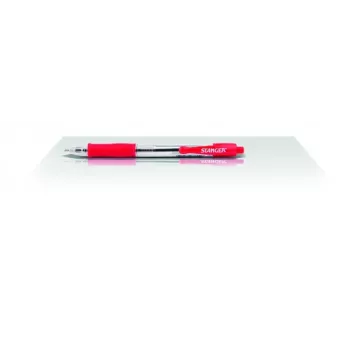 Caneta esferográfica Stanger 18000300040 Softgrip retrátil – tinta vermelha, ponta retrátil, Softgrip