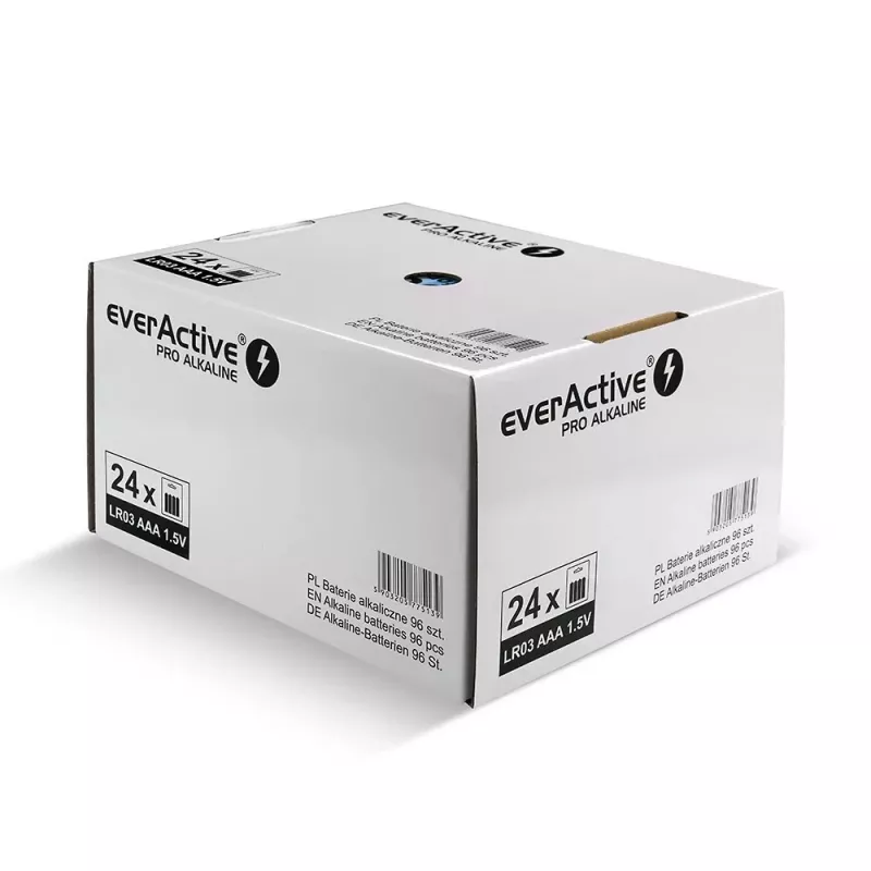 Pilhas alcalinas everActive AAA LR034BLPADIS – embalagem de 96 unidades