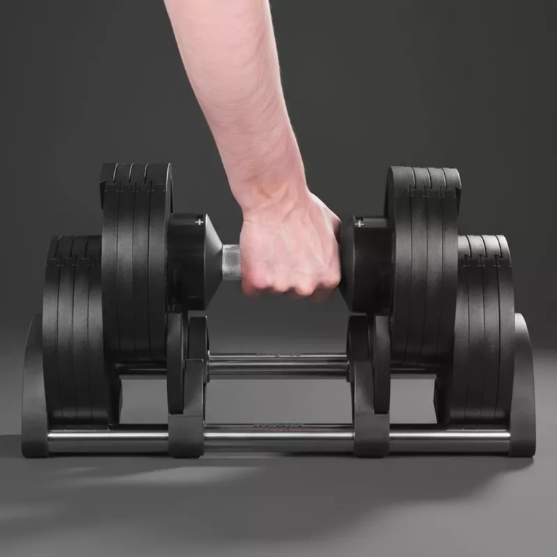 Haltere de ferro fundido ajustável Rebel Active 36 kg, incrementos automáticos de 2 kg