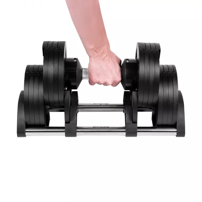 Haltere de ferro fundido ajustável Rebel Active 36 kg, incrementos automáticos de 2 kg