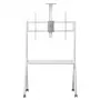 Suporte de TV de chão MACLEAN MC-114 W para ecrãs 55-100 polegadas, branco, VESA até 900x600, carga máxima 120 kg, altura 115–152 cm, prateleira