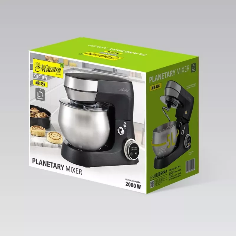 Batedeira planetária Feel-Maestro MR-558 com taça de 5 l, 2000 W preto