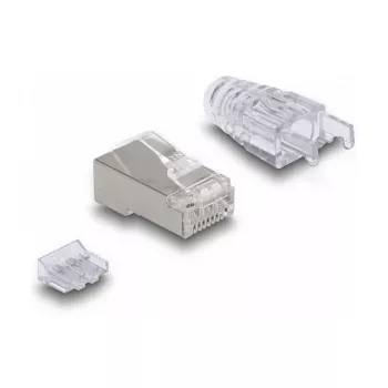 Ficha modular RJ45 DeLOCK Cat.6 com proteção do gatilho curvada e proteção anti-dobra, 50 unid.