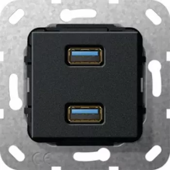Módulo GIRA USB 568410 3,0 A 2 tomadas cobre preto m (568410)