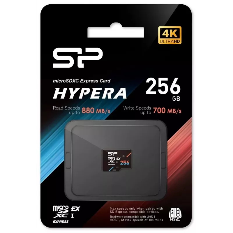 Cartão de memória microSDXC Silicon Power Hypera 256 GB — Class 10, UHS-I U3, V30, A1, leitura 880 MB/s, escrita 700 MB/s