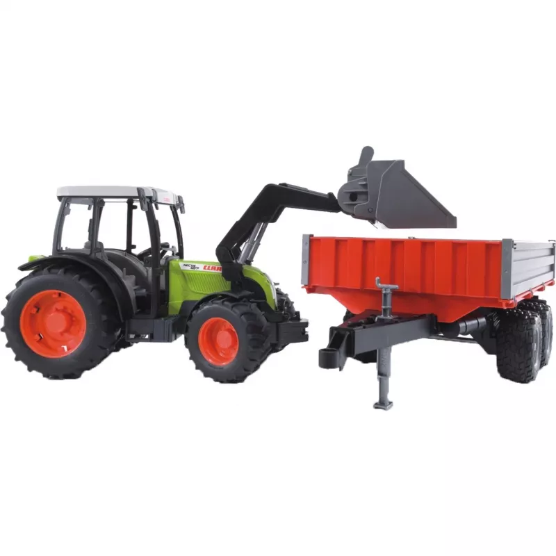 Trator de brinquedo Bruder Claas Nectis 267 F com atrelado basculante