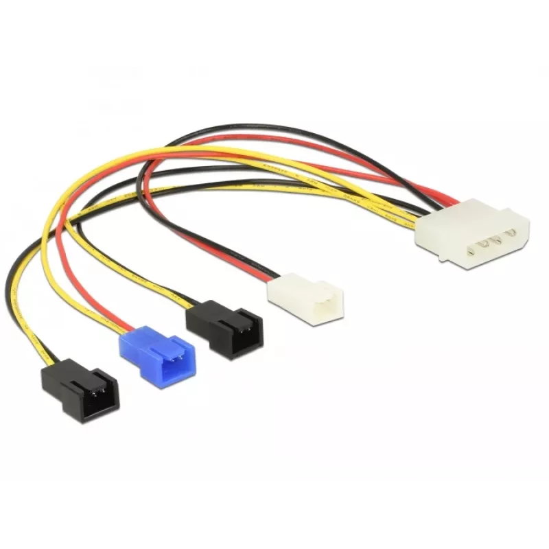 DeLOCK Molex 4 pin > 4 x 2 pin ventoinha (12 V / 7 V / 5 V) - Cabo de alimentação para ventoinha - alimentação interna, 4 pinos (M) para Molex, 2 pinos - 20 cm