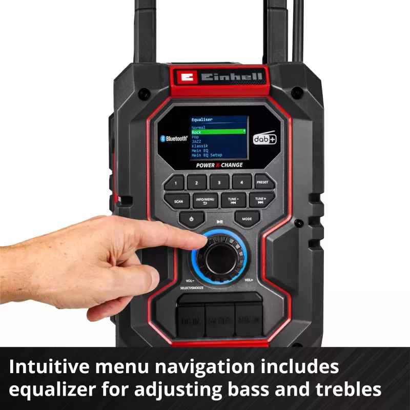 Rádio portátil EINHELL TE-CR 18 Li DAB+ FM Bluetooth USB, a bateria (compatível com TE-CR 18 Li)