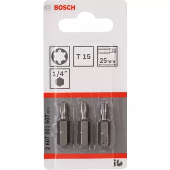 Bits de aparafusar Bosch extra duros, 3 unid., Torx, T15, aço, T15, 25 mm