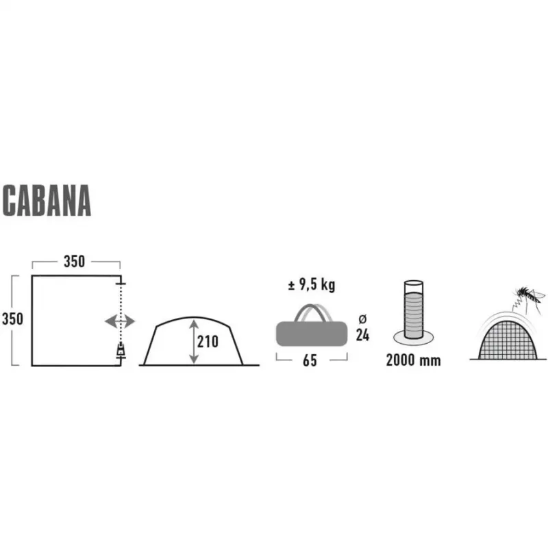Pavilhão Cabana (cinzento/lima, 3,5m x 3,5m)