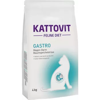 Alimento seco para gatos KATTOVIT Gastro Adult Vegetable 4 kg — apoio à digestão, sabor a coelho, 32% de proteína