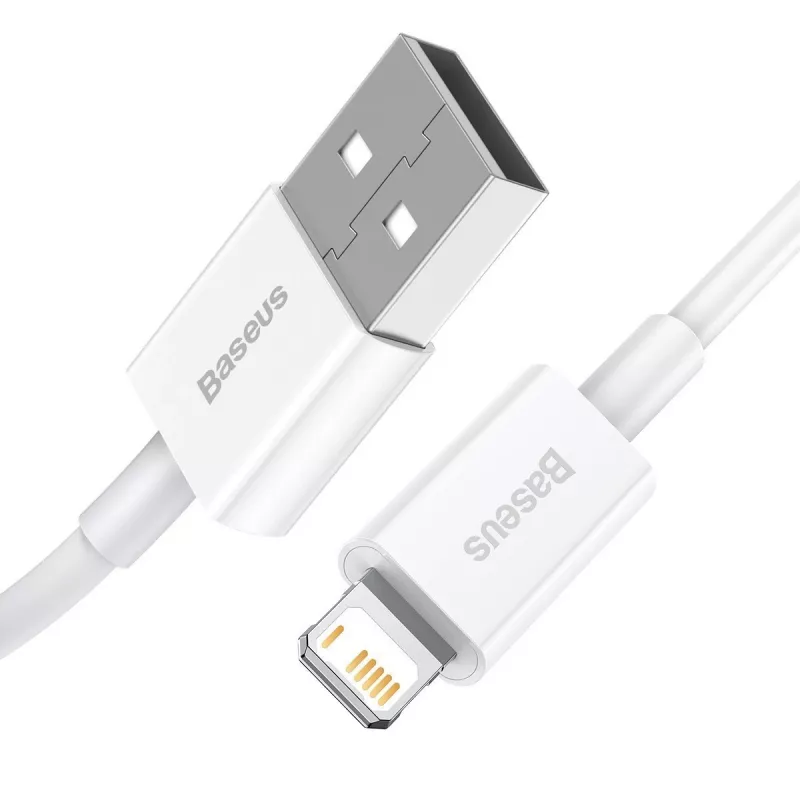 Cabo Baseus Superior Series USB para Lightning, 2,4A, 0,25m (branco)