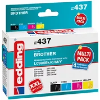 edding tinte EDD-437 preto, ciano, magenta, amarelo compatível com brother LC-985BK/C/M/