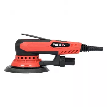 Lixadeira excêntrica YATO YT-82206 — 350 W, disco de 150 mm, excentricidade de 5 mm, 4.000–10.000 rpm, cabo de 3 m