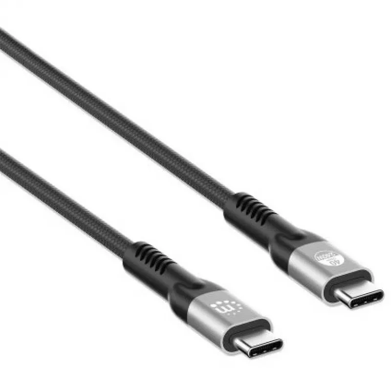 Cabo USB-C para USB-C Fast Manhattan (240 W), 1 m, carregamento de portátil 240 W + dados e vídeo de alta velocidade, compatível com todos os portáteis (requer fonte de alimentação USB-C 240 W adicional), transferência ultrarrápida a 40 Gbit/s, preto, 3 anos de garantia