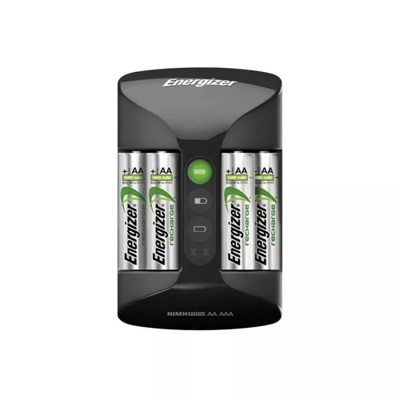 Carregador de pilhas Energizer Pro Charger AC 4 entradas para AA/AAA NiMH, 100–240 V, 2000 mAh incluídas