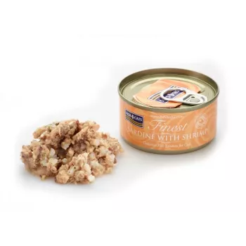 Comida húmida para gatos FISH4DOGS Sardinha com Camarão 70 g — alimento completo em lata para gatos adultos, sabor a peixe