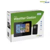 GreenBlue GB526 estação meteorológica digital sem fios com relógio DCF, ecrã a cores, temperatura interior e exterior, humidade, pressão, previsão do tempo, fases da lua, preta