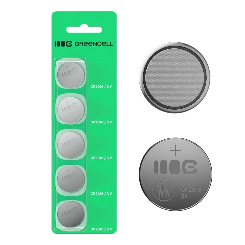 Pilha de lítio botão Green Cell CR2016 3V – pack de 5