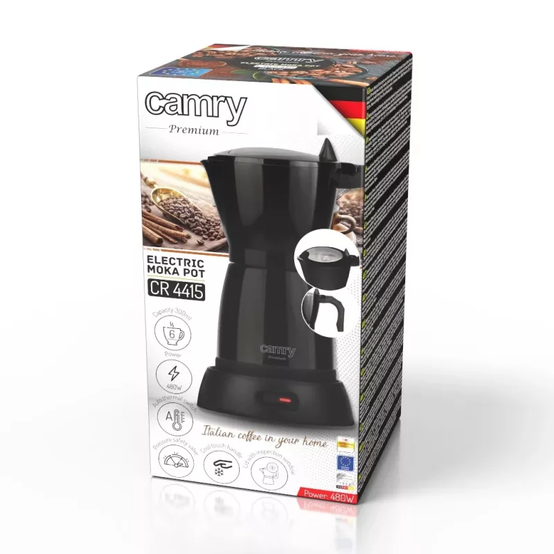 Cafeteira moka elétrica Camry CR 4415b 0,5 L, 480 W, preta
