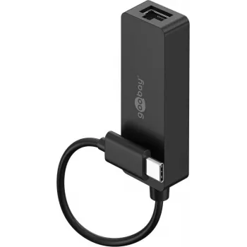 Adaptador USB-C para Ethernet Goobay preto – para ligar um PC ou Apple MacBook a uma rede (76579)