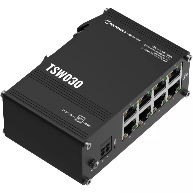 Switch Ethernet industrial Teltonika TSW, não gerido, 8 portas