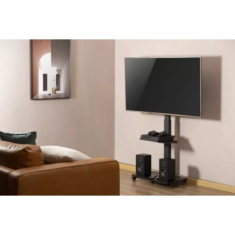Suporte de chão para TV Gembird TVS-75S-02 com rodas, 37 - 75, preto