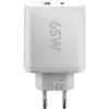 Carregador duplo rápido USB-C, PD, GaN, 65 Watt (branco, 1x USB-C, 1x USB-A, Power Delivery)