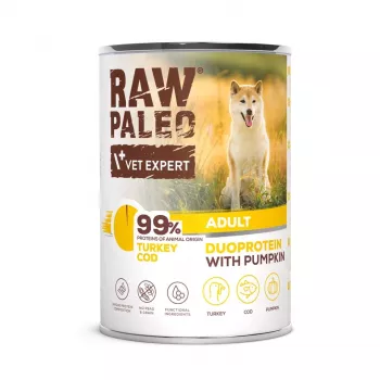 RAW PALEO Duoprotein peru e bacalhau Adult - Comida húmida para cães - 400 g