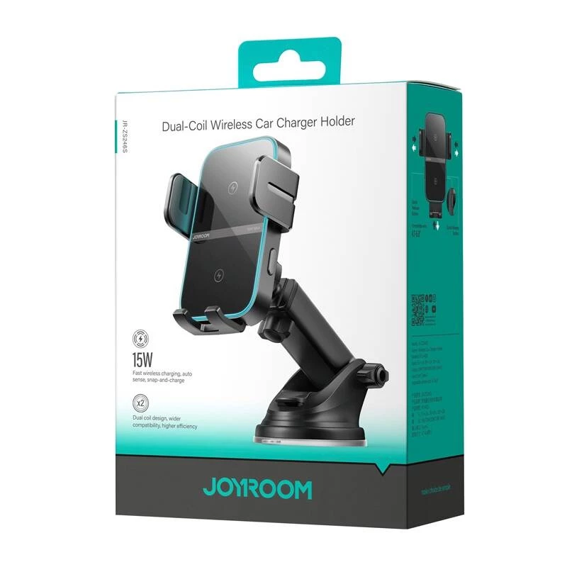 Joyroom JR-ZS246S suporte de automóvel para o tablier com carregador sem fios, preto