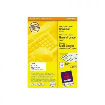 Etiqueta autoadesiva retangular Avery 3474 permanente branca 2400 unid.