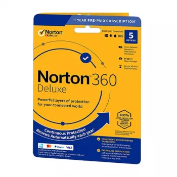 Norton 360 Deluxe | 5 dispositivos | 1 ano | 50 GB de armazenamento na nuvem | UE | SEM SUBSCRIÇÃO |