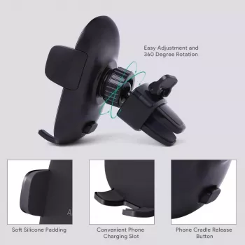 Suporte para telefone Aukey HD-C48 ajustável 360° para smartphones e tablets pequenos, suporte de fixação, braço rotativo