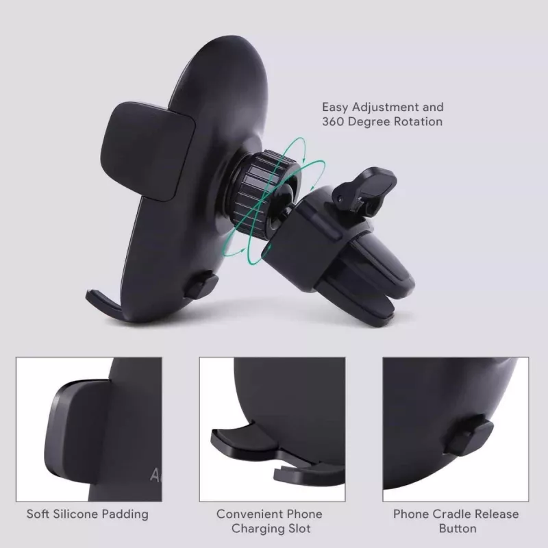 Suporte de telemóvel para automóvel Aukey HD-C48 para grelha de ventilação, rótula de 360°