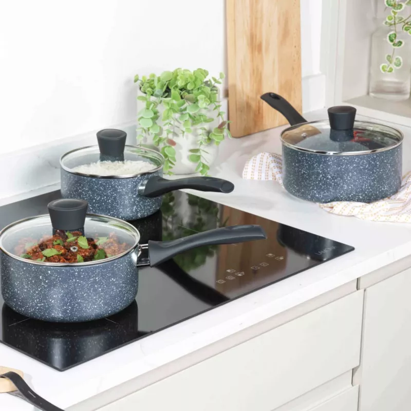 Conjunto de panelas Russell Hobbs Nightfall Stone 3 peças 16/18/20 cm antiaderente